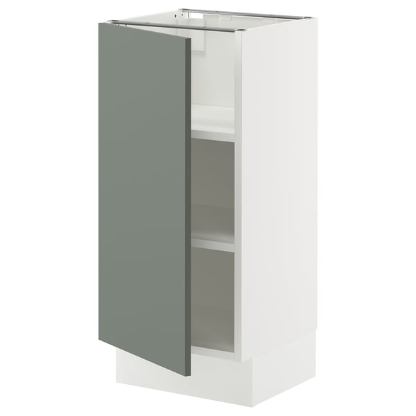 SEKTION Base cabinet with shelves, white/Nickebo matte grey-green, 15x15x30 "