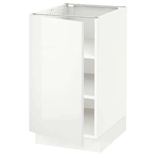 White glossy kitchen cabinet with adjustable shelves and silent close door.