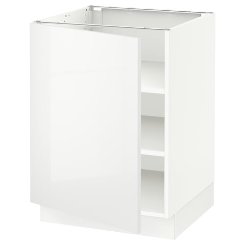 SEKTION white glossy kitchen cabinet. Modern, high-gloss, rectangular design with adjustable shelves.