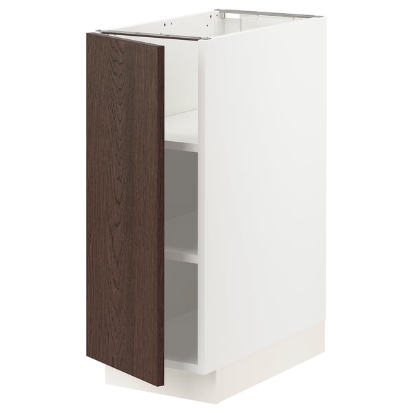 SEKTION Base cabinet with shelves, white/Sinarp brown, 12x24x30 "