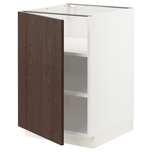 SEKTION Base cabinet with shelves, white/Sinarp brown, 21x24x30 "