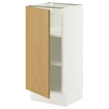 SEKTION Base cabinet with shelves, white/Sinarp oak veneer, 15x15x30 "