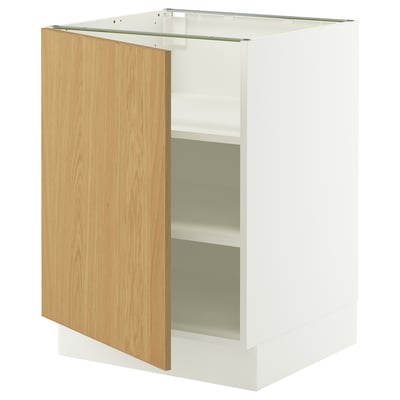 SEKTION Base cabinet with shelves, white/Sinarp oak veneer, 24x24x30 "