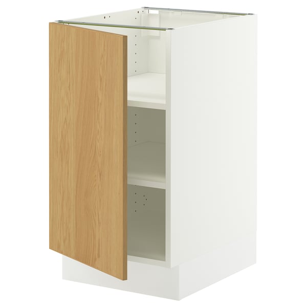 SEKTION Base cabinet with shelves, white/Sinarp oak veneer, 18x24x30 "