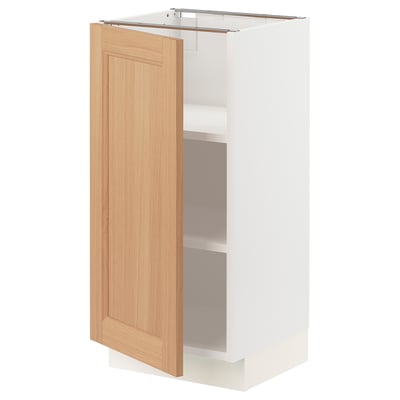 SEKTION Base cabinet with shelves, white/Vedhamn oak, 15x15x30 "