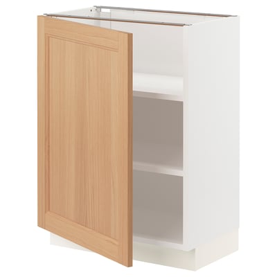 SEKTION Base cabinet with shelves, white/Vedhamn oak, 24x15x30 "