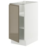 SEKTION Base cabinet with shelves, white/Voxtorp high-gloss dark grey-brown, 15x24x30 "