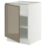 SEKTION Base cabinet with shelves, white/Voxtorp high-gloss dark grey-brown, 24x24x30 "