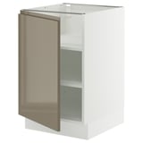 SEKTION Base cabinet with shelves, white/Voxtorp high-gloss dark grey-brown, 21x24x30 "