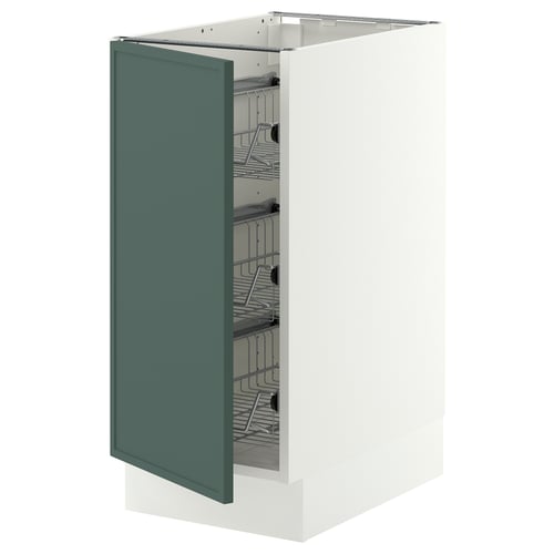 SEKTION Base cabinet with wire baskets, white/Aspudden dark gray-green, 15x24x30 "