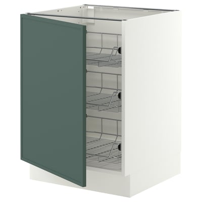 SEKTION Base cabinet with wire baskets, white/Aspudden dark gray-green, 24x24x30 "