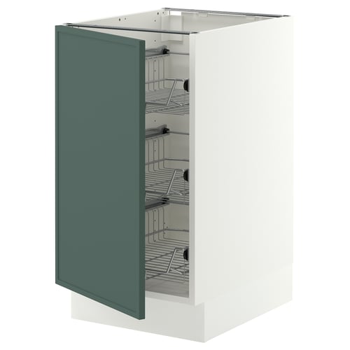 SEKTION Base cabinet with wire baskets, white/Aspudden dark gray-green, 18x24x30 "