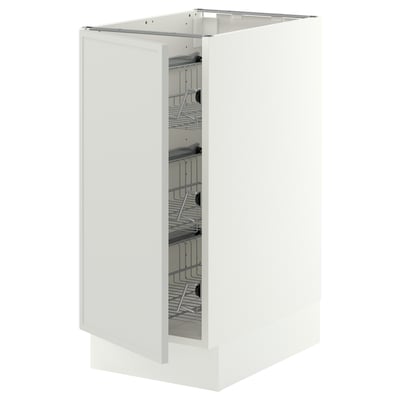 SEKTION Base cabinet with wire baskets, white/Aspudden light gray, 15x24x30 "