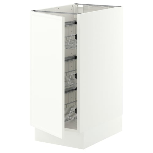 SEKTION Base cabinet with wire baskets, white/Aspudden matte white, 15x24x30 "