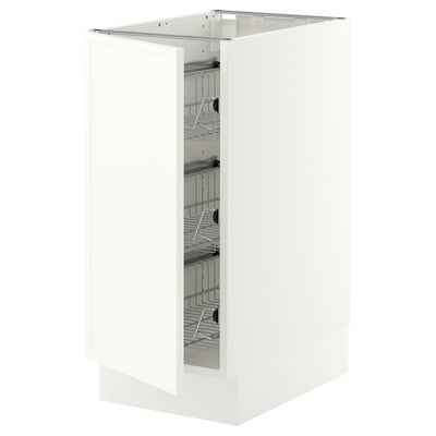 SEKTION Base cabinet with wire baskets, white/Aspudden matte white, 15x24x30 "
