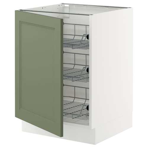 Ikea SEKTION green-white kitchen cabinet, metal drawers.