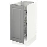 SEKTION Base cabinet with wire baskets, white/Bodbyn gray, 15x24x30 "