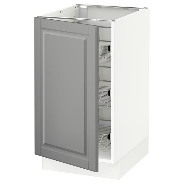 SEKTION Base cabinet with wire baskets, white/Bodbyn gray, 18x24x30 "