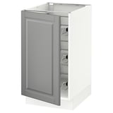 SEKTION Base cabinet with wire baskets, white/Bodbyn gray, 18x24x30 "