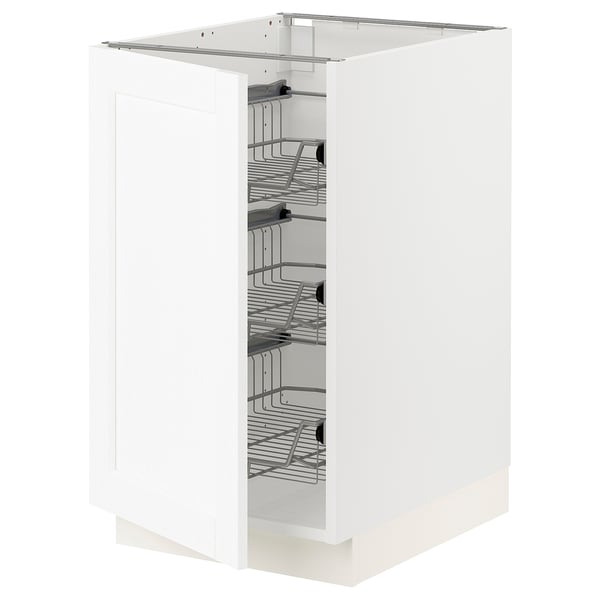 SEKTION Base cabinet with wire baskets, white Enköping/white wood effect, 18x24x30 "