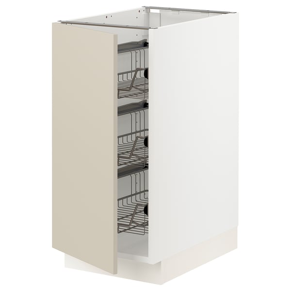 SEKTION Base cabinet with wire baskets, white/Havstorp beige, 15x24x30 "