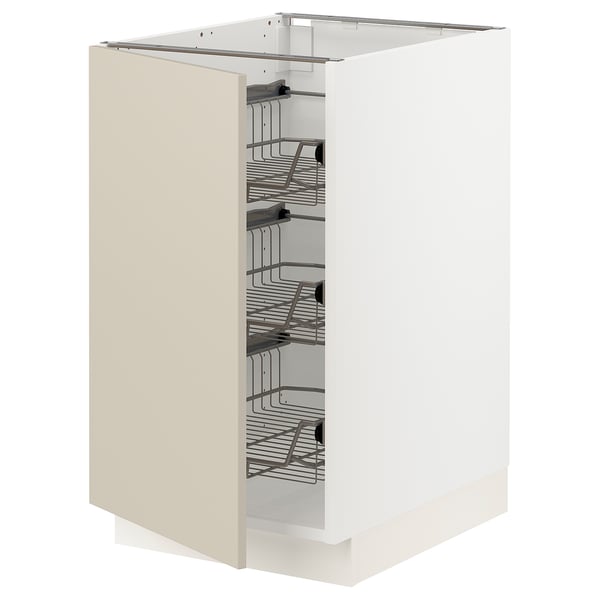 SEKTION Base cabinet with wire baskets, white/Havstorp beige, 18x24x30 "