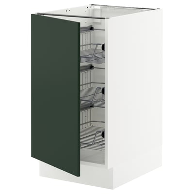 SEKTION Base cabinet with wire baskets, white/Havstorp deep green, 18x24x30 "