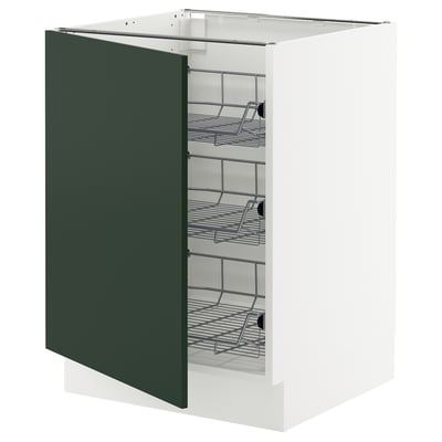 SEKTION Base cabinet with wire baskets, white/Havstorp deep green, 24x24x30 "
