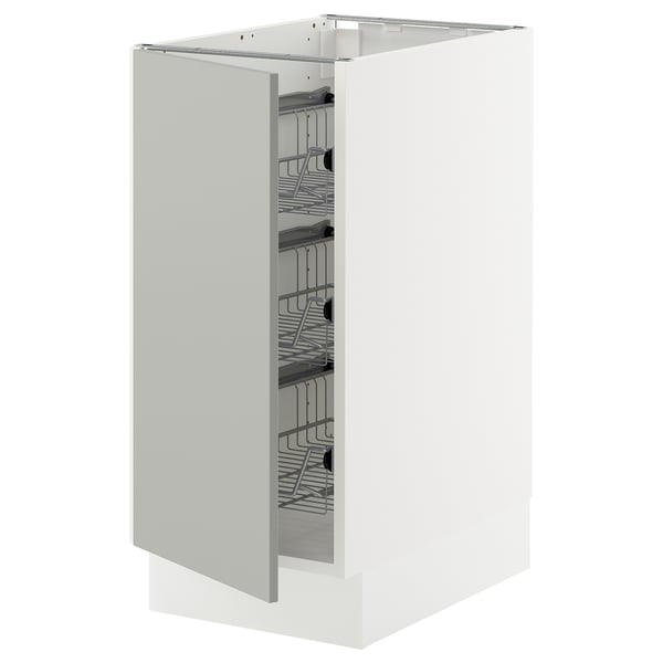 SEKTION Base cabinet with wire baskets, white/Havstorp light gray, 15x24x30 "