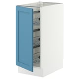 SEKTION Base cabinet with wire baskets, white/Lerhyttan blue, 15x24x30 "
