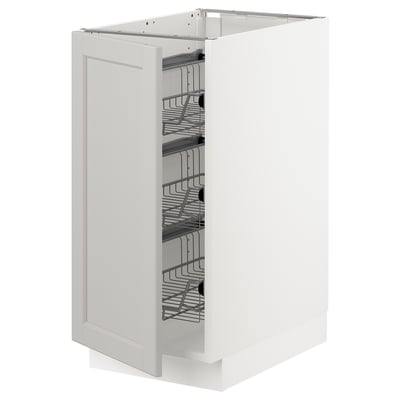 SEKTION Base cabinet with wire baskets, white/Lerhyttan light gray, 15x24x30 "