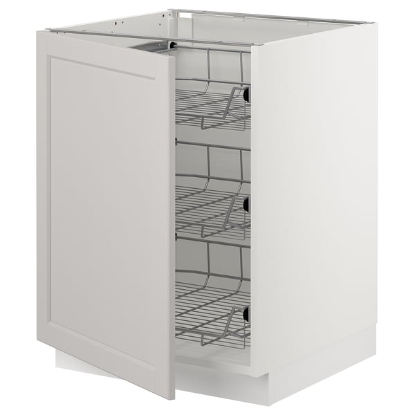 SEKTION Base cabinet with wire baskets, white/Lerhyttan light gray, 24x24x30 "