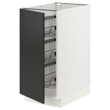 SEKTION Base cabinet with wire baskets, white/Nickebo matte anthracite, 15x24x30 "