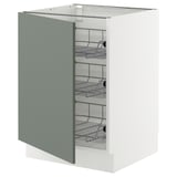 SEKTION Base cabinet with wire baskets, white/Nickebo matte grey-green, 24x24x30 "
