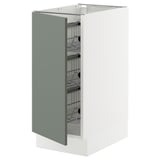 SEKTION Base cabinet with wire baskets, white/Nickebo matte grey-green, 15x24x30 "