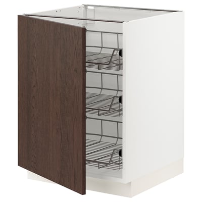 SEKTION Base cabinet with wire baskets, white/Sinarp brown, 24x24x30 "