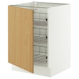 SEKTION Base cabinet with wire baskets, white/Sinarp oak veneer, 24x24x30 "