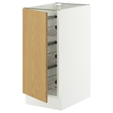 SEKTION Base cabinet with wire baskets, white/Sinarp oak veneer, 15x24x30 "