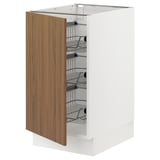 SEKTION Base cabinet with wire baskets, white/Tistorp brown walnut effect, 18x24x30 "