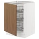 SEKTION Base cabinet with wire baskets, white/Tistorp brown walnut effect, 24x24x30 "