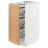 SEKTION Base cabinet with wire baskets, white/Vedhamn oak, 15x24x30 "