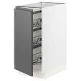 SEKTION Base cabinet with wire baskets, white/Voxtorp dark gray, 15x24x30 "