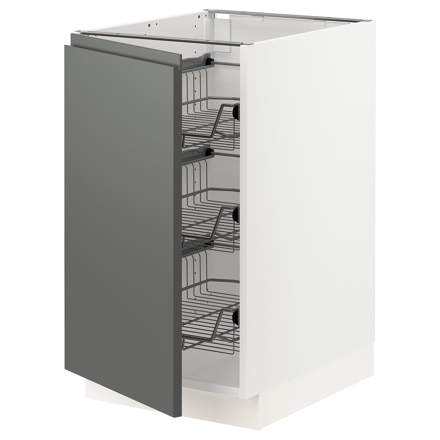 SEKTION base cabinet with wire baskets, white/Voxtorp dark gray