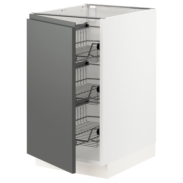 SEKTION Base cabinet with wire baskets, white/Voxtorp dark gray, 18x24x30 "
