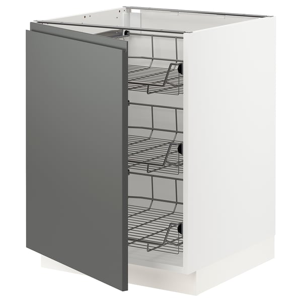 SEKTION Base cabinet with wire baskets, white/Voxtorp dark gray, 24x24x30 "