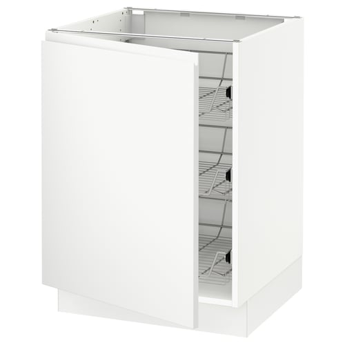 White SEKTION kitchen cabinet, 3 shelves, modern minimalist design.