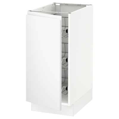SEKTION Base cabinet with wire baskets, white/Voxtorp matte white, 15x24x30 "