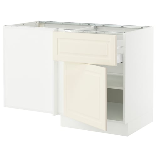 This image an off-white SEKTION kitchen cabinet with a bevelled edge door, offering a traditional look.