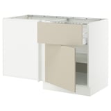 SEKTION Corner base cab w drawer and shelf, white/Havstorp beige, 50x24x30 "