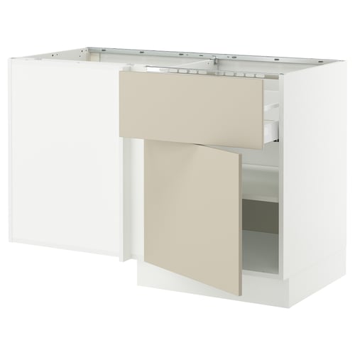SEKTION white kitchen unit with beige doors, modern minimalist design.